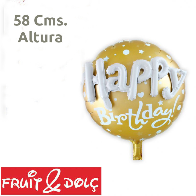 GLOBO PARA HELIO "HAPPY BIRTHDAY DORADO "58Cms